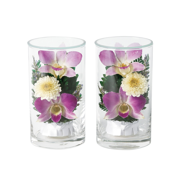 小型の仏壇にも納まるグラスフラワー（ペア）