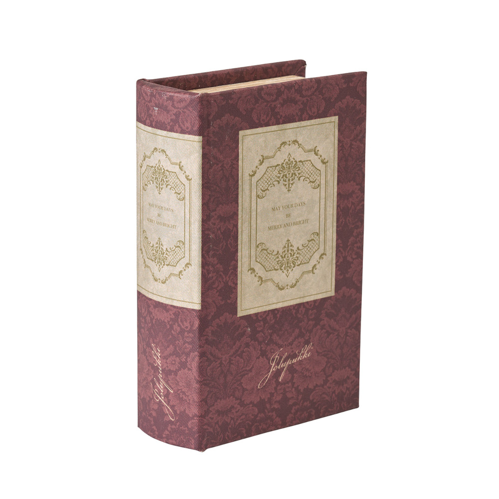 洋書スタイルの小物入れ 本型ボックス（バーガンディー）