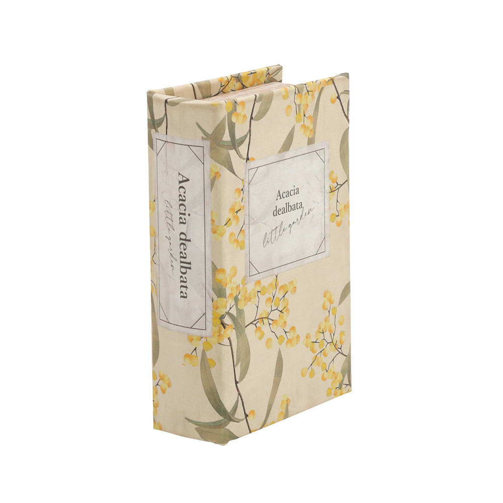 洋書スタイルの小物入れ 本型ボックス（ミモザ イエロー）