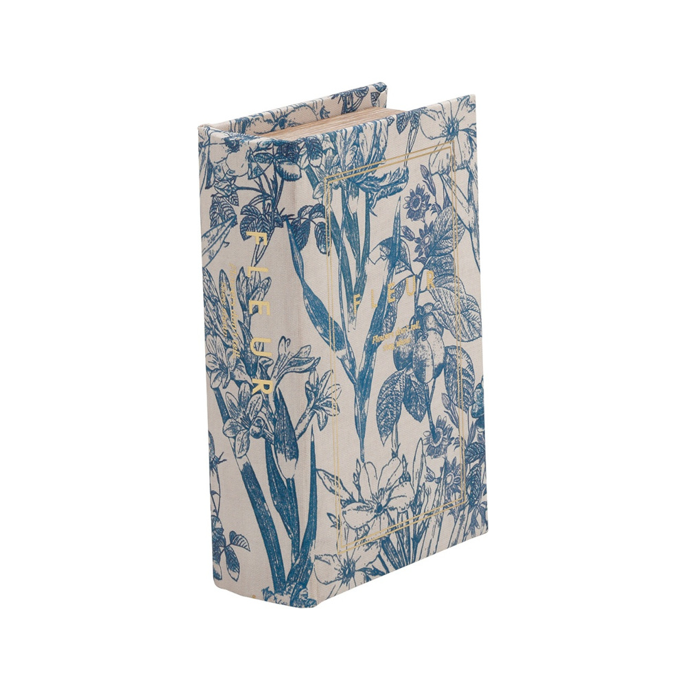 洋書スタイルの小物入れ 本型ボックス（ボタニカル ブルー）