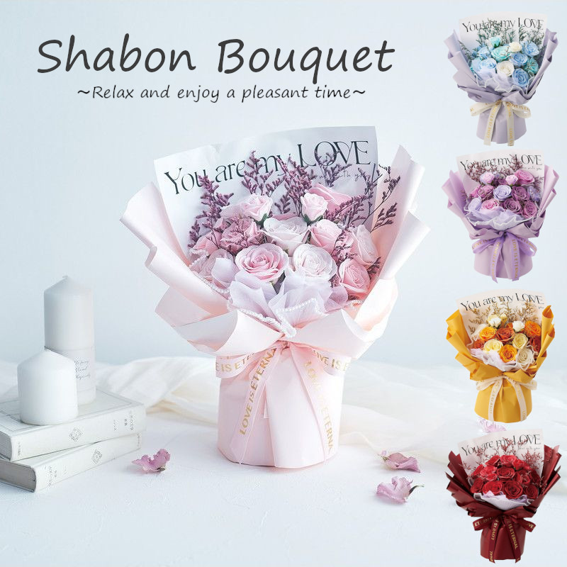 ソープフラワーとドライフラワーのミックスブーケ（全5色）