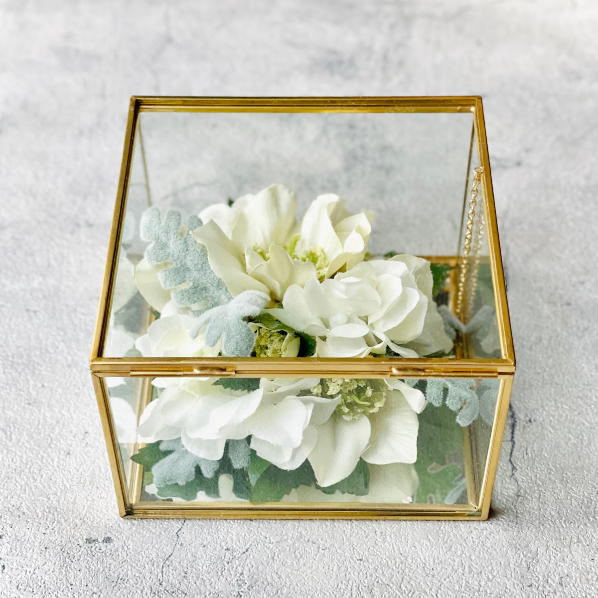 クリスマスローズのガラスBOXアレンジ M