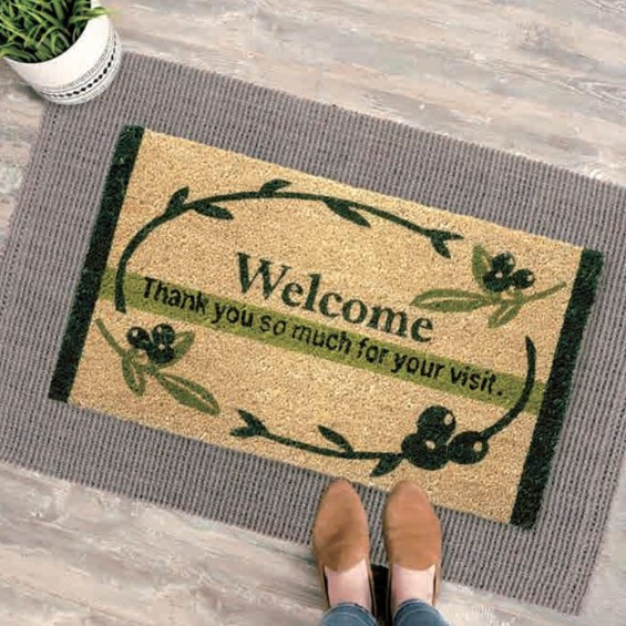 オリーブ柄が可愛い玄関マット（ココナッツ繊維）