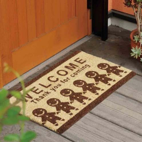 手を繋いだ子供が可愛い玄関マット（ココナッツ繊維）